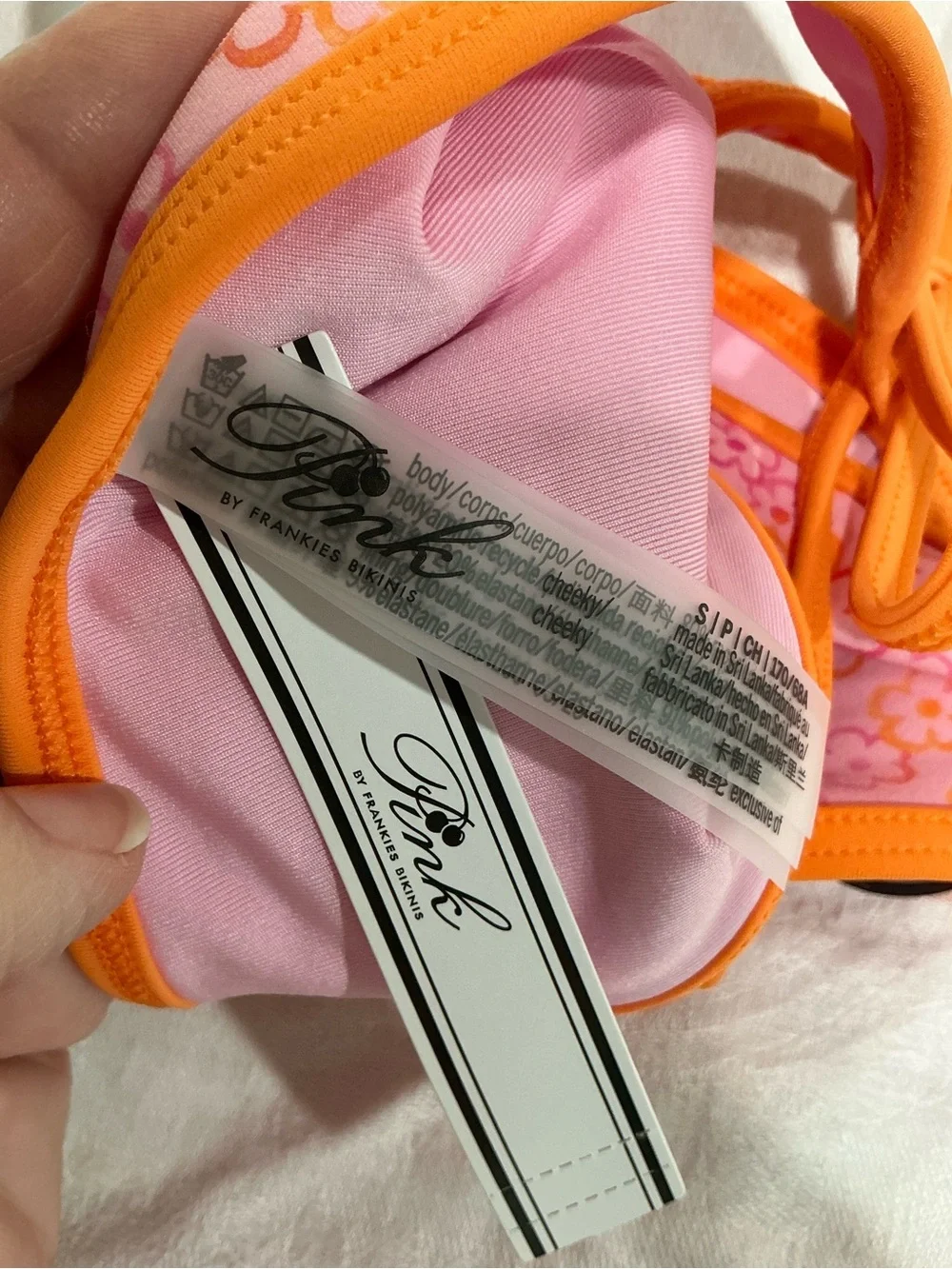 🤎 NWT Pink By Frankie’s Bikinis Monty Bikini Bottom V-Dip Waist Floral (00886)